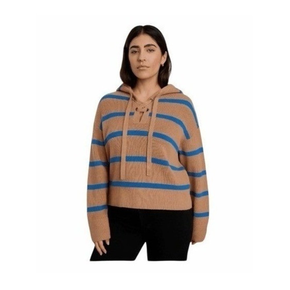 Everlane‎ Lace-Up Smock Sweater Chestnut Brown Blue Knit M